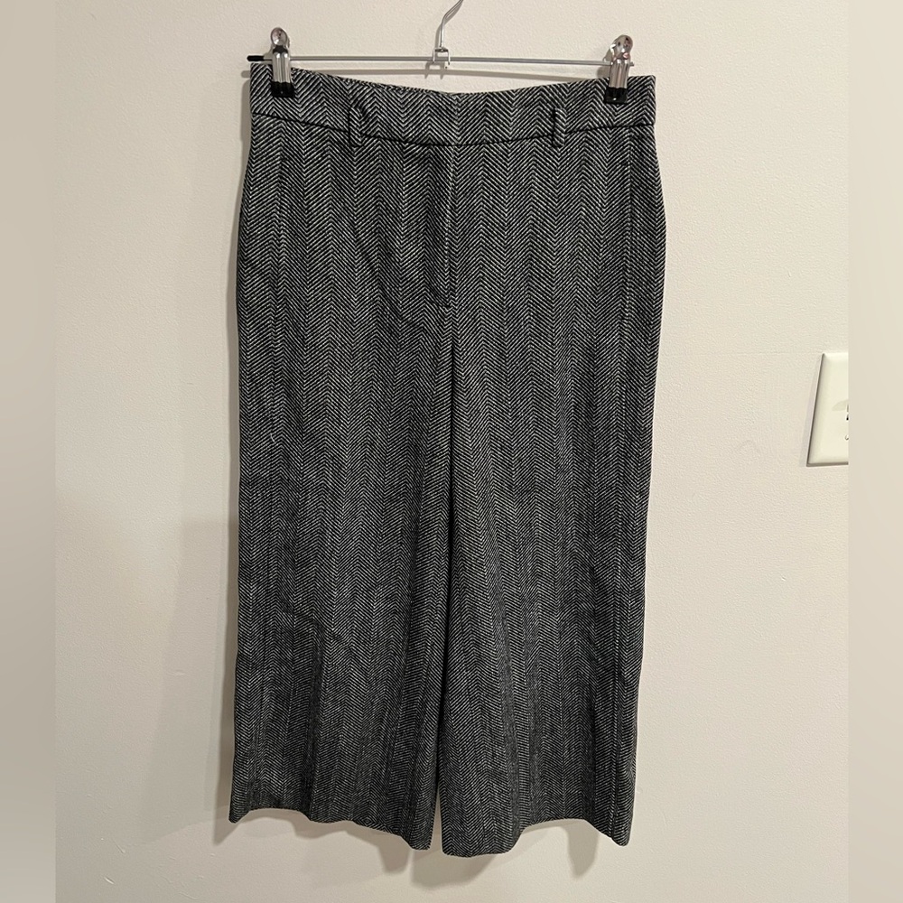 Ann Taylor Cropped Chevron Wide Leg Dress Pants